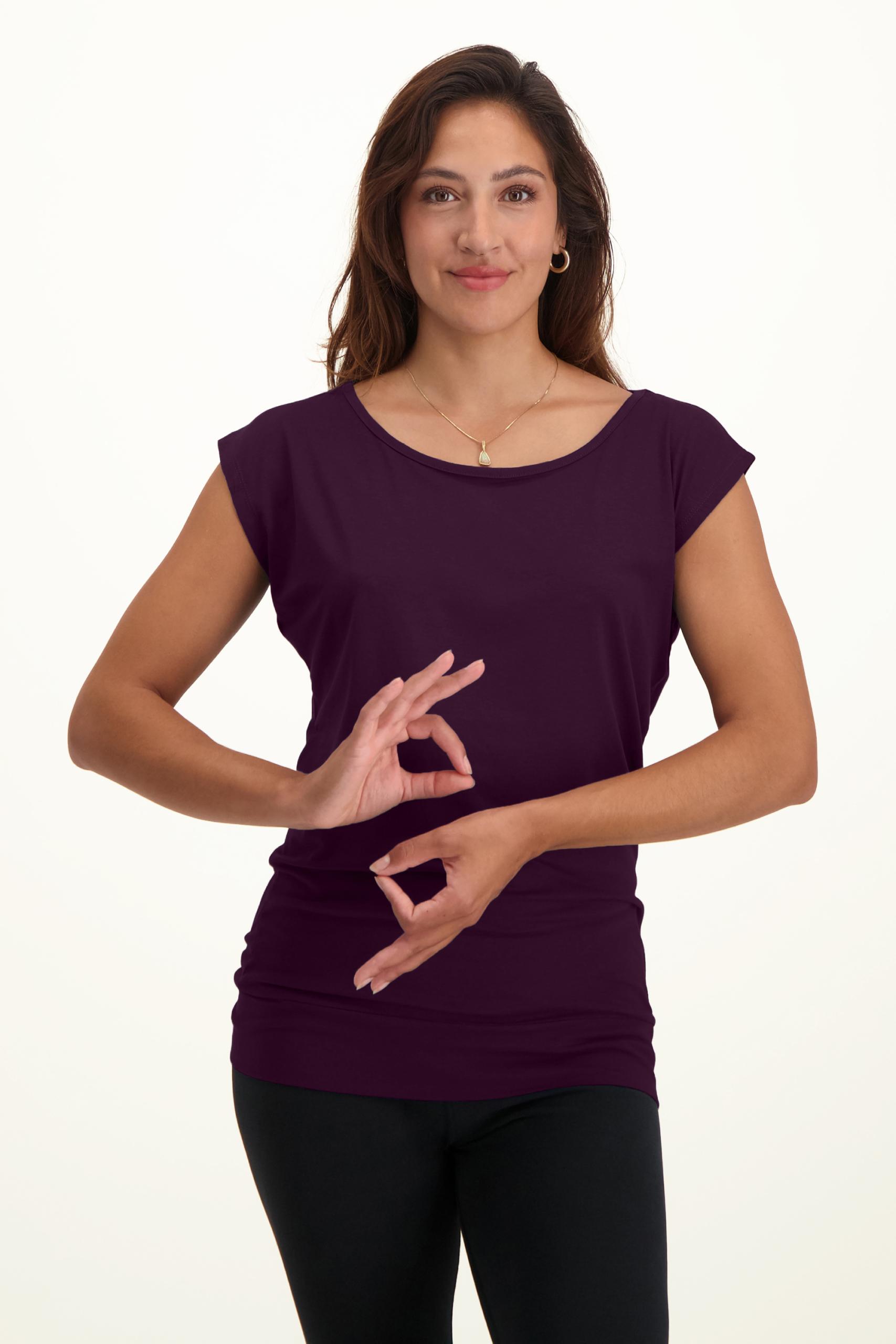 Damen-T-Shirts neu kurzärmeliges T-Shirt aus Baumwolle - Yoga-Pose Grow  Within T